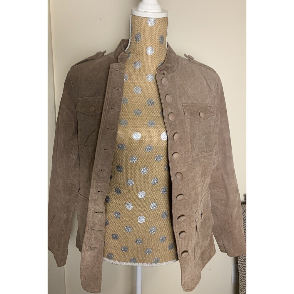 twiggy LONDON Taupe Suede Military-Style Leather Jacket